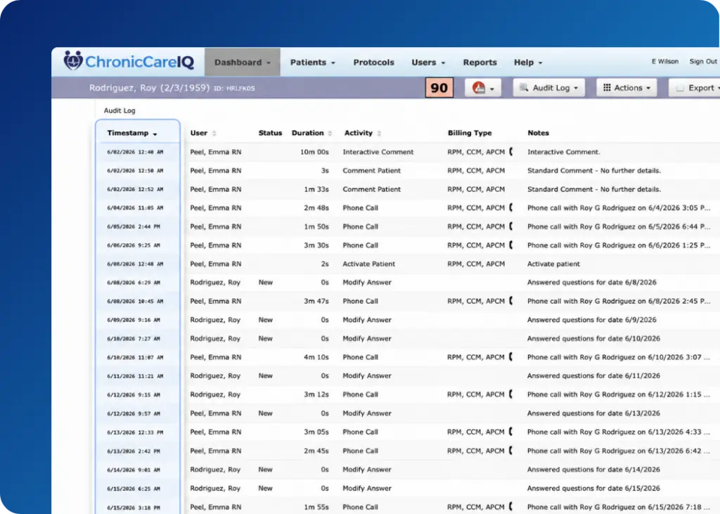Screenshot for CallerIQ AduitLog Timestamp
